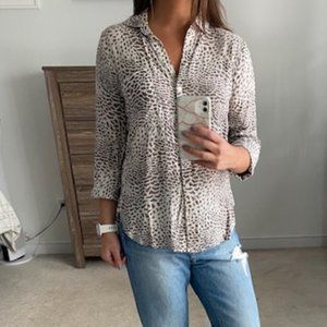 Bella Dahl Animal Print Button Down Blouse, size S